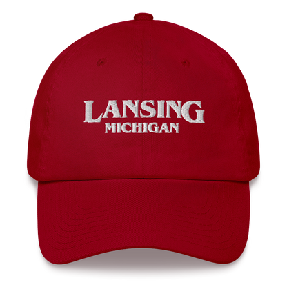 'Lansing Michigan' Dad Hat (1980s Drama Parody)