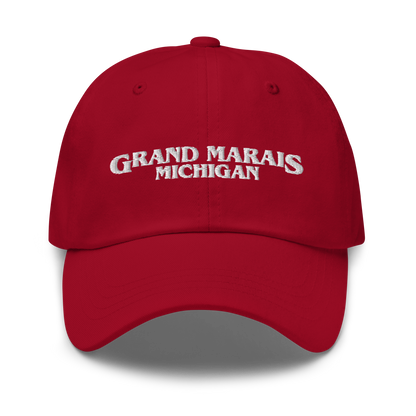 'Grand Marais Michigan' Dad Hat (1980s Drama Parody)