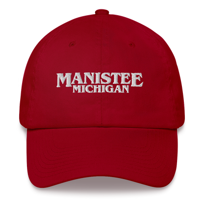 'Manistee Michigan' Dad Hat (1980s Drama Parody)