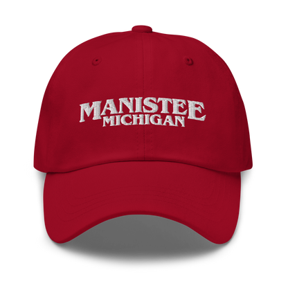 'Manistee Michigan' Dad Hat (1980s Drama Parody)