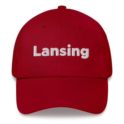 'Lansing' Dad Hat | White/Black Embroidery