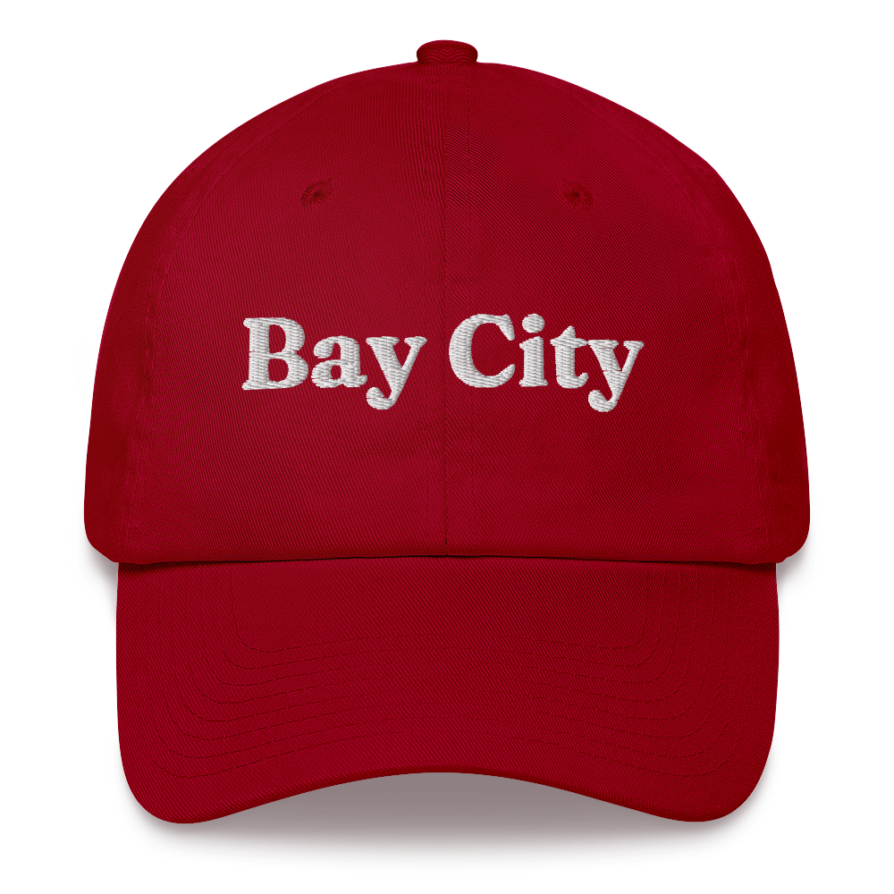 'Bay City' Dad Hat | White/Navy Embroidery