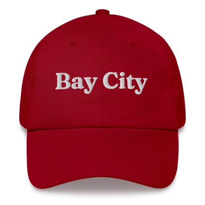 'Bay City' Dad Hat | White/Navy Embroidery