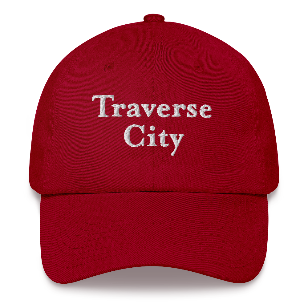 'Traverse City' Dad Hat | White/Black Embroidery