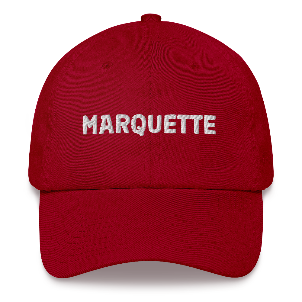 'Marquette' Dad Hat | White/Navy Embroidery