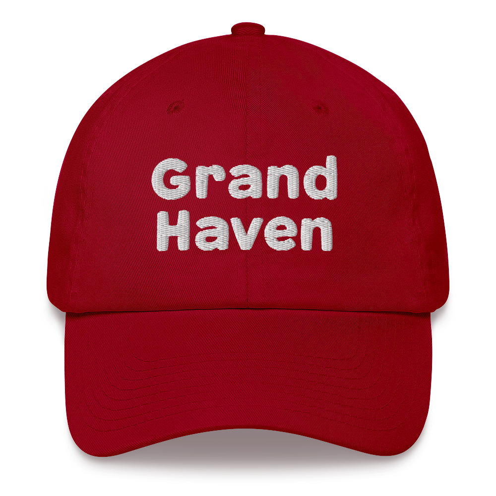 'Grand Haven' Dad Hat | White/Navy Embroidery