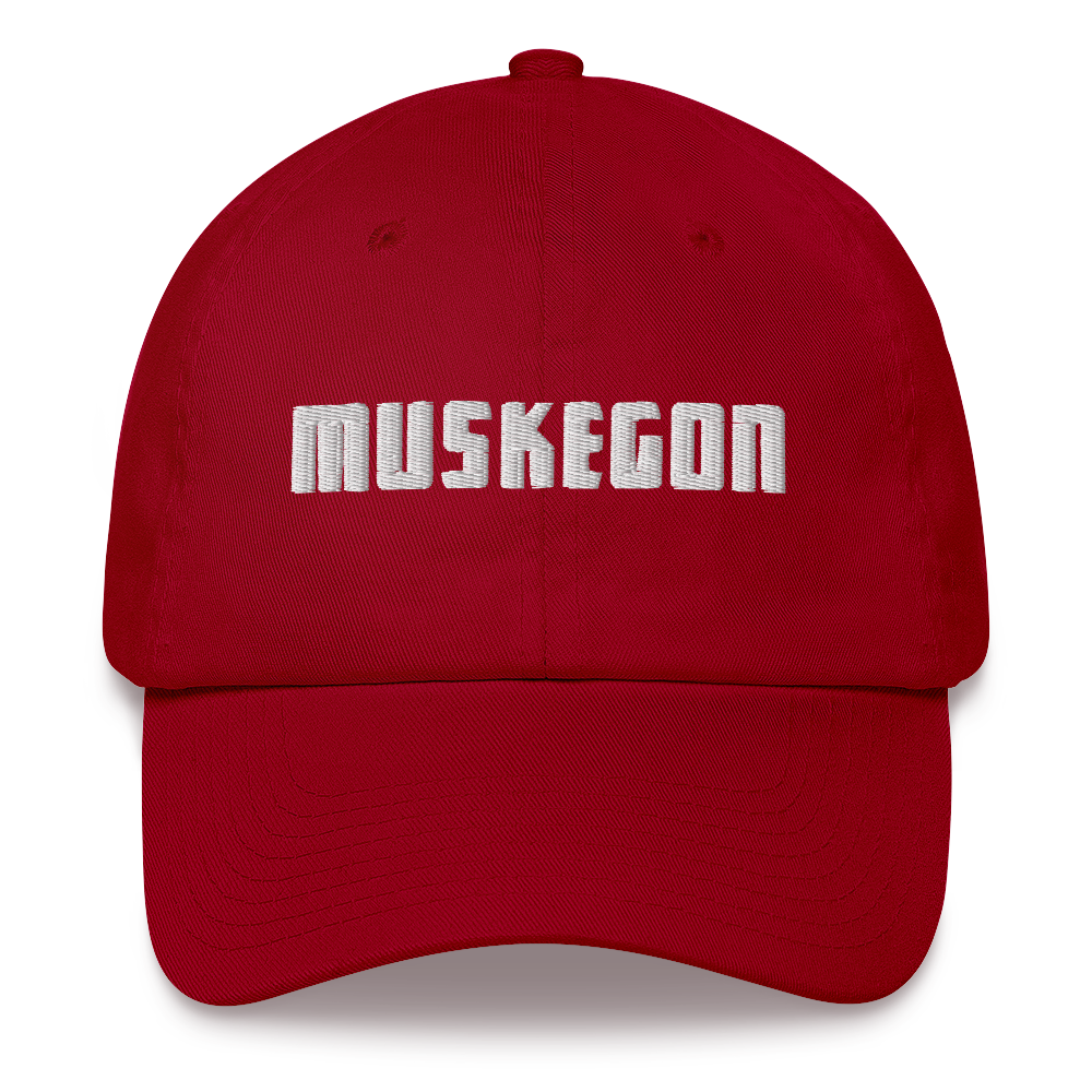 'Muskegon' Dad Hat | White/Black Emboridery