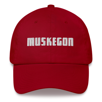 'Muskegon' Dad Hat | White/Black Emboridery