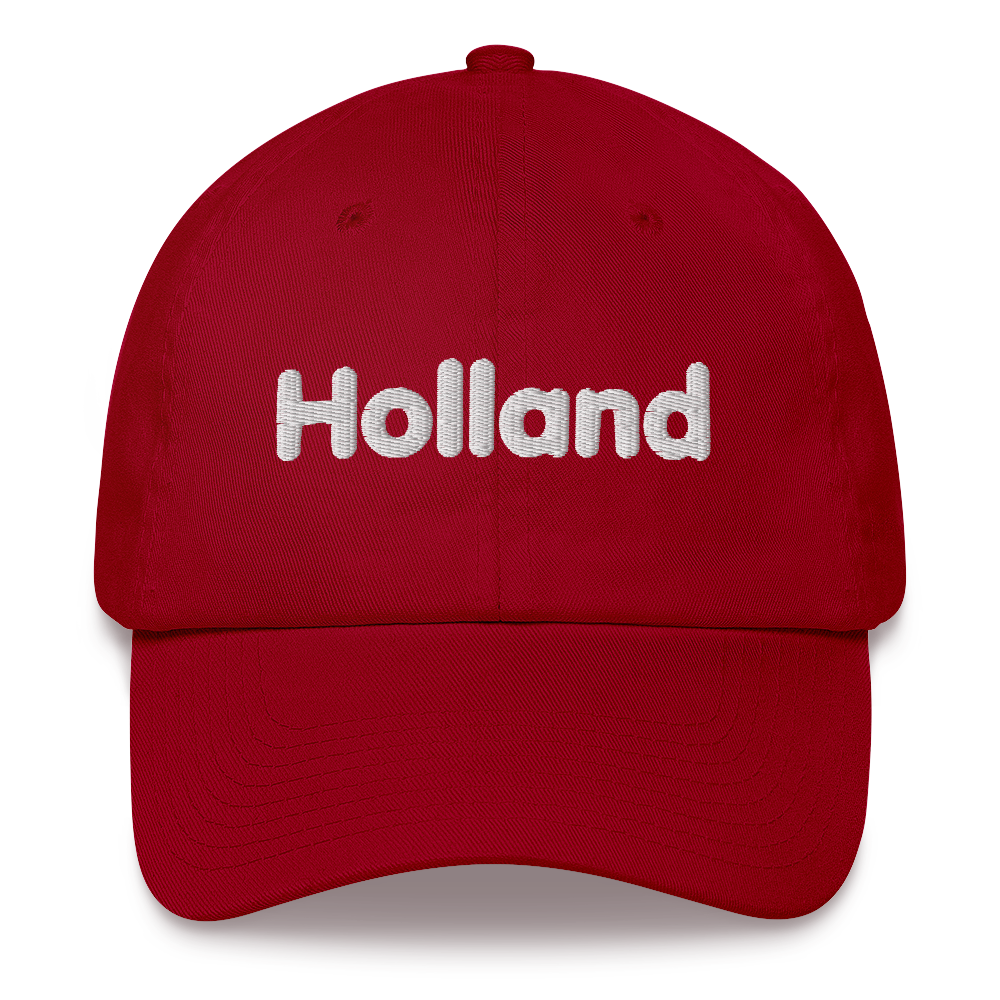 'Holland' Dad Hat | White/Red Embroidery