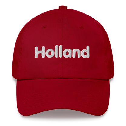 'Holland' Dad Hat | White/Red Embroidery