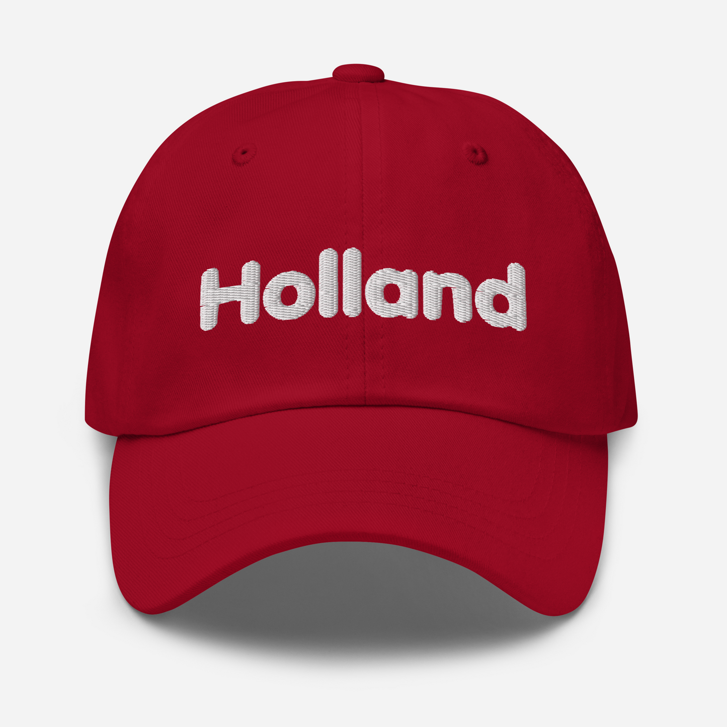 'Holland' Dad Hat | White/Red Embroidery