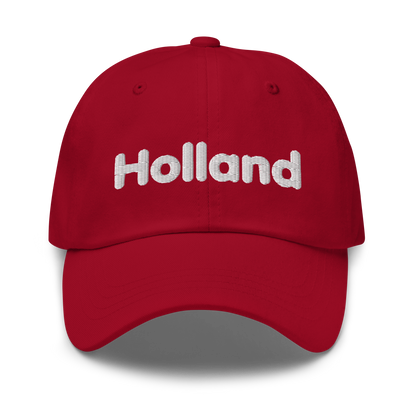 'Holland' Dad Hat | White/Red Embroidery