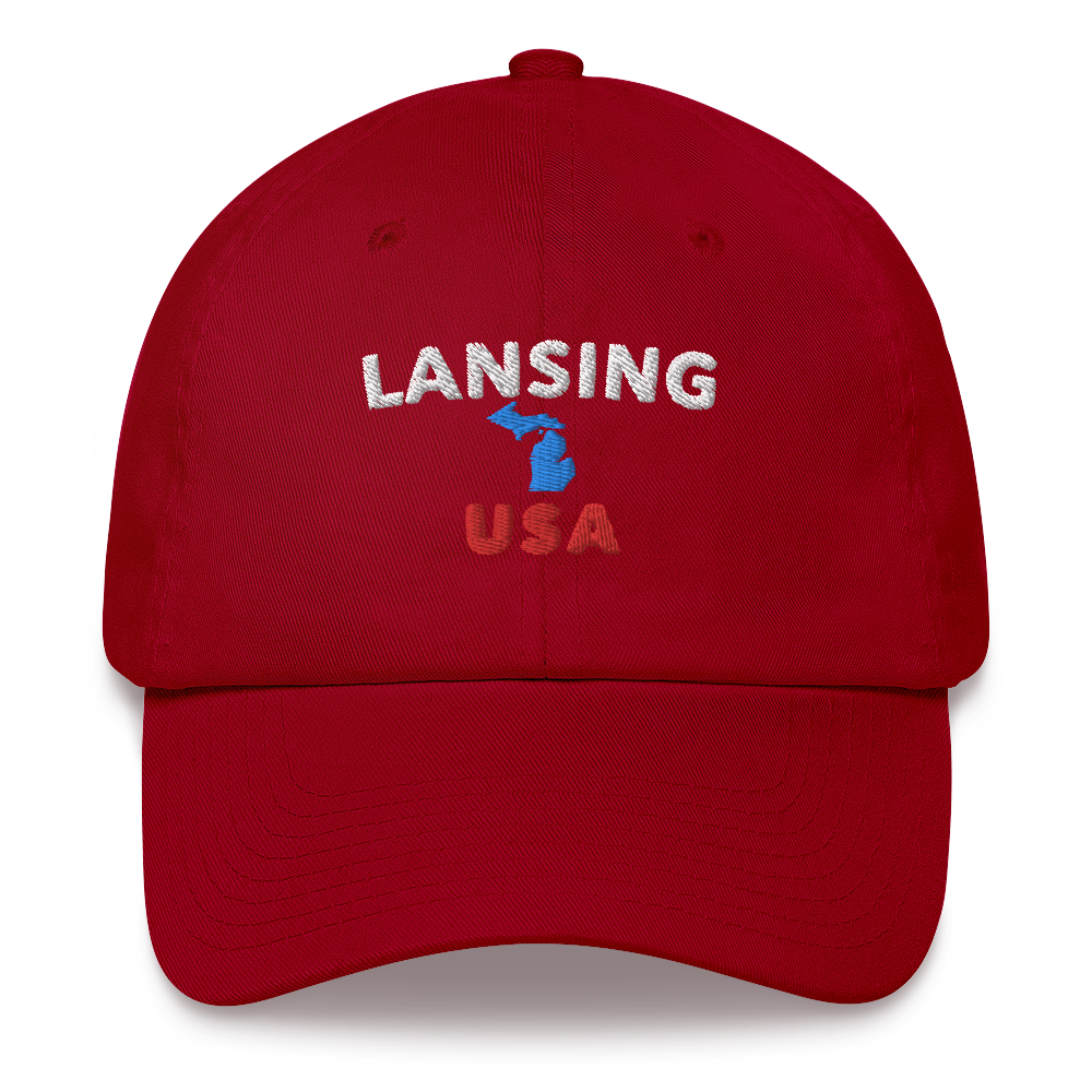 'Lansing USA' Dad Hat (w/ Michigan Outline)