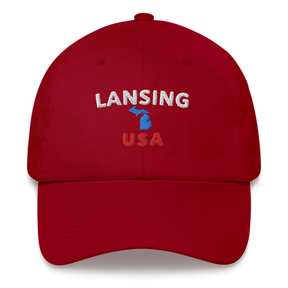 'Lansing USA' Dad Hat (w/ Michigan Outline)