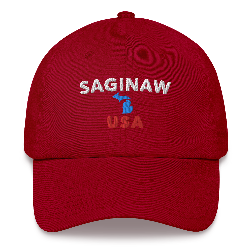 'Saginaw USA' Dad Hat (w/ Michigan Outline)