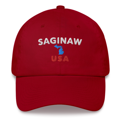 'Saginaw USA' Dad Hat (w/ Michigan Outline)