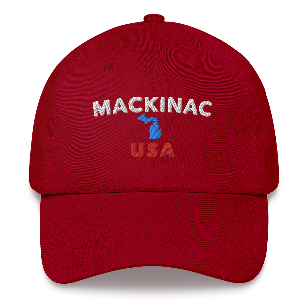 'Mackinac USA' Dad Hat (w/ Michigan Outline)