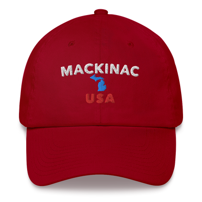 'Mackinac USA' Dad Hat (w/ Michigan Outline)