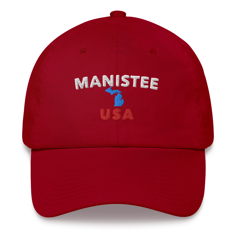 'Manistee USA' Dad Hat (w/ Michigan Outline)