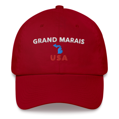 'Grand Marais USA' Dad Hat (w/ Michigan Outline)