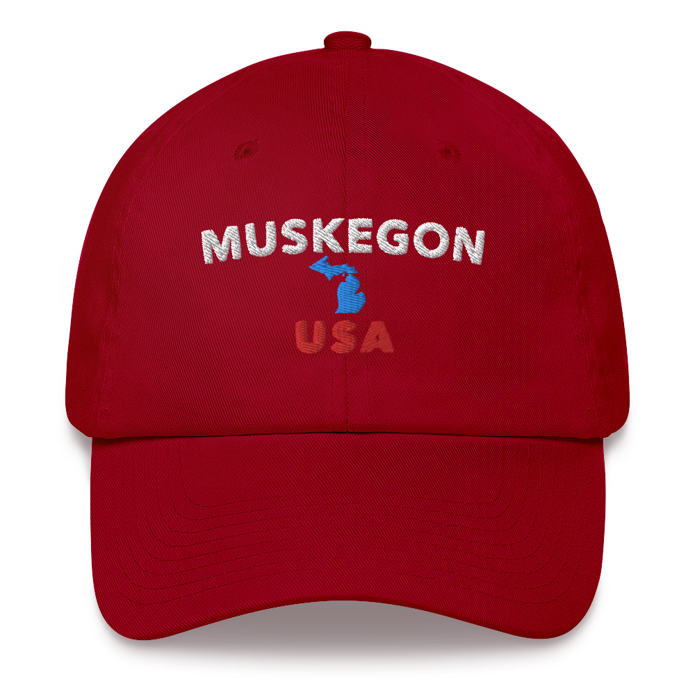 'Muskegon USA' Dad Hat (w/ Michigan Outline)