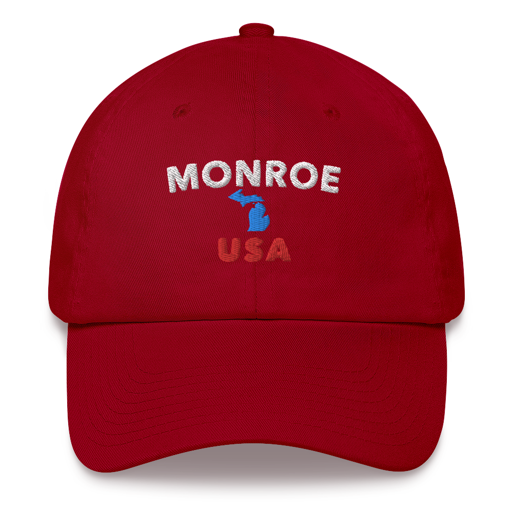 'Monroe USA' Dad Hat (w/ Michigan Outline)