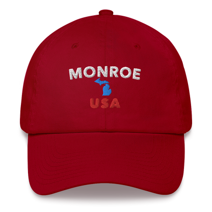 'Monroe USA' Dad Hat (w/ Michigan Outline)