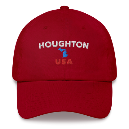 'Houghton USA' Dad Hat (w/ Michigan Outline)