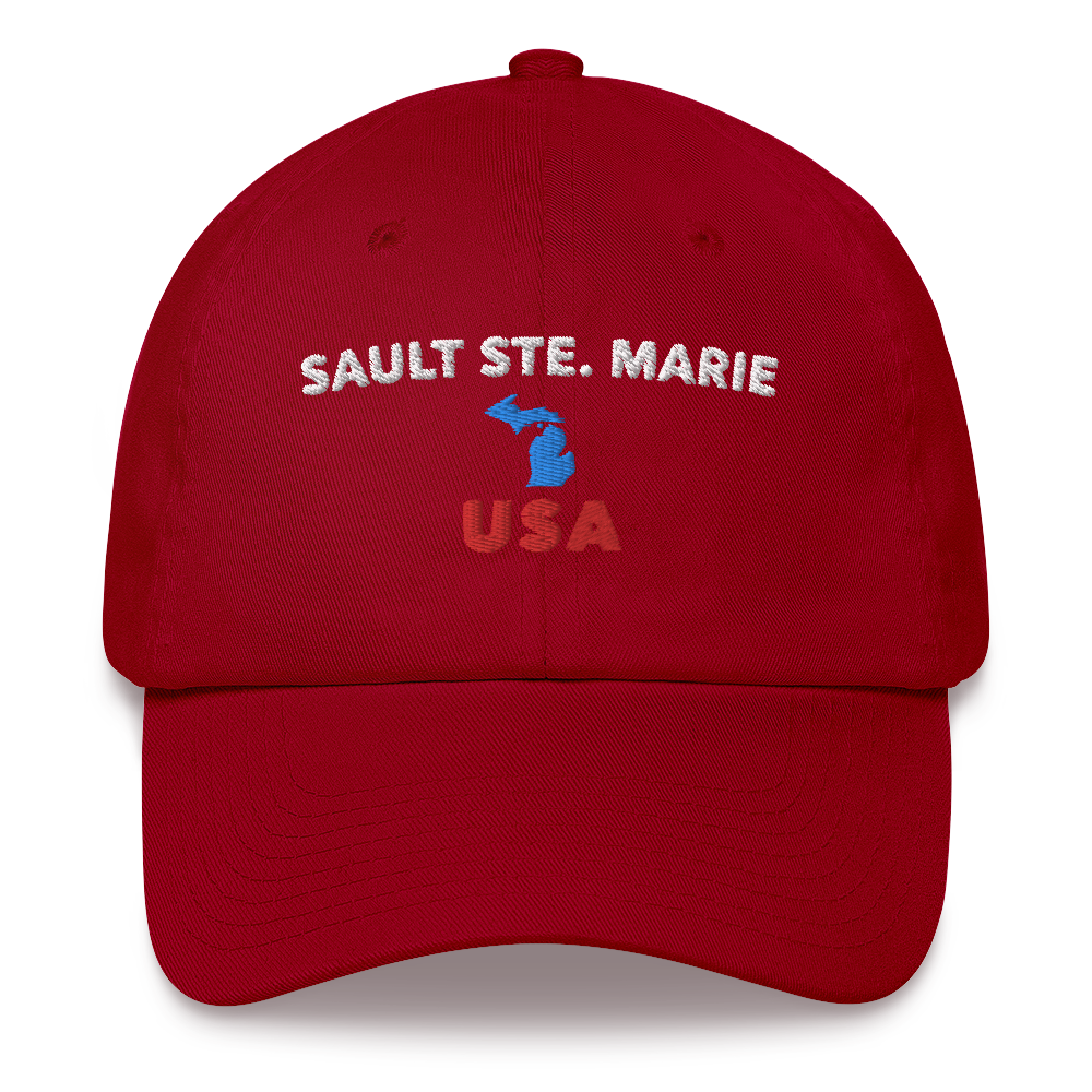 'Sault Ste. Marie USA' Dad Hat (w/ Michigan Outline)