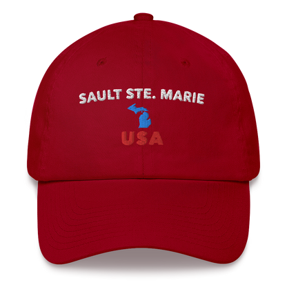 'Sault Ste. Marie USA' Dad Hat (w/ Michigan Outline)