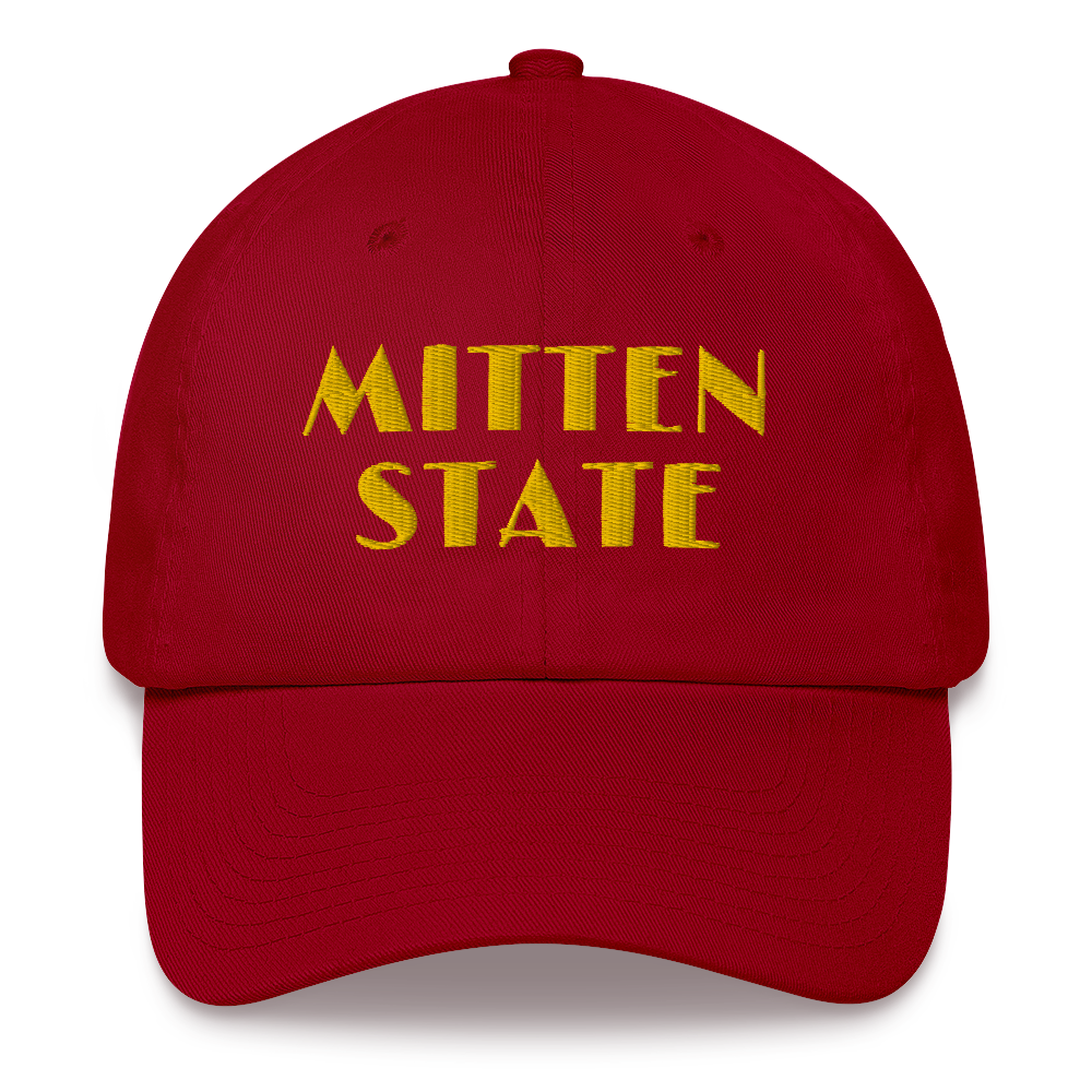 Michigan 'Mitten State' Dad Hat (Art Deco Font) | Gold Embroidery