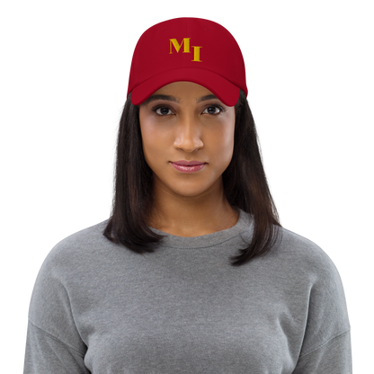 Michigan 'MI' Dad Hat (Didone Logotype) | Gold Embroidery