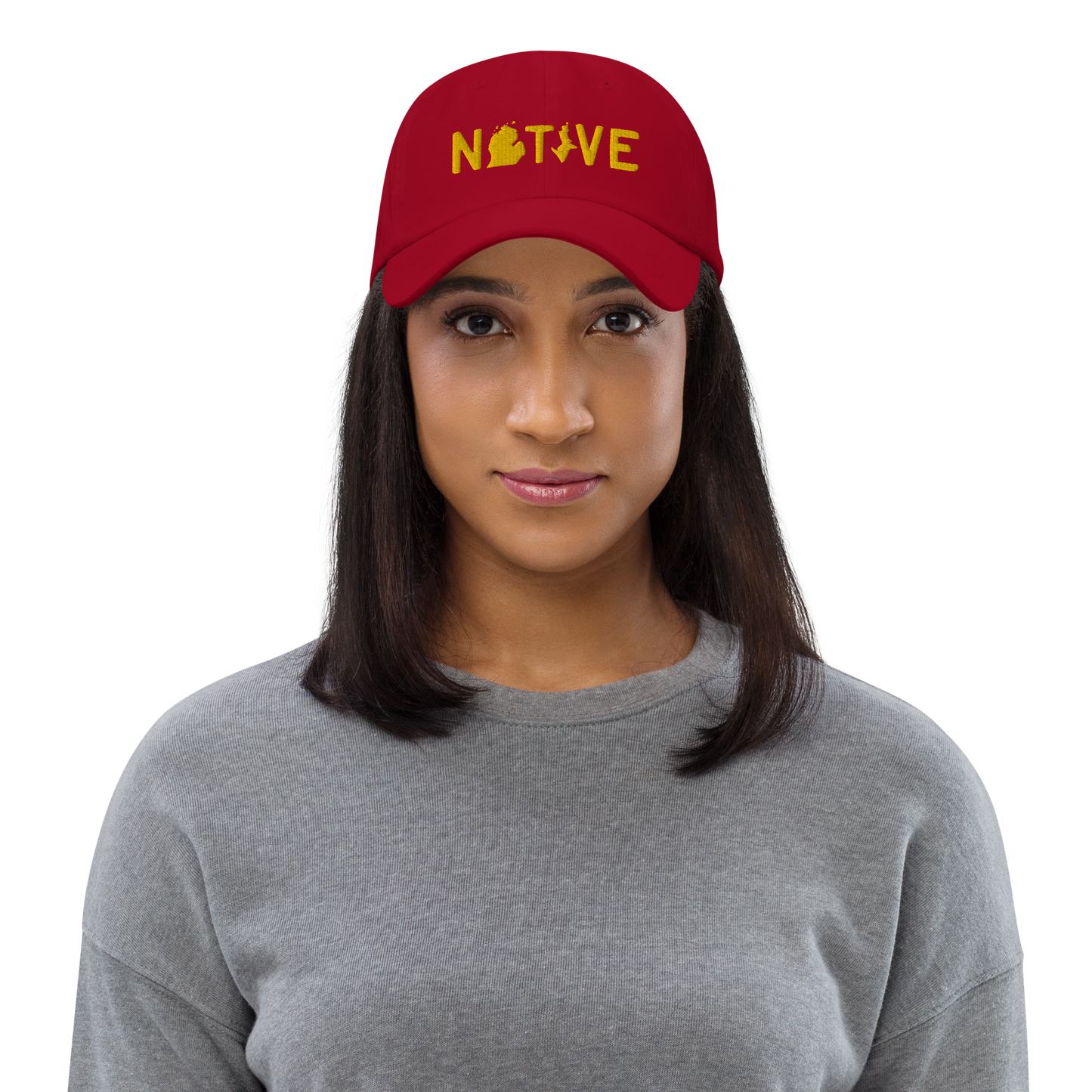 Michigan 'Native' Dad Hat (Licence Plate Font) | Gold Embroidery