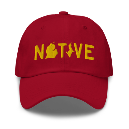 Michigan 'Native' Dad Hat (Licence Plate Font) | Gold Embroidery