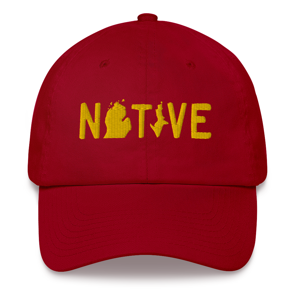 Michigan 'Native' Dad Hat (Licence Plate Font) | Gold Embroidery