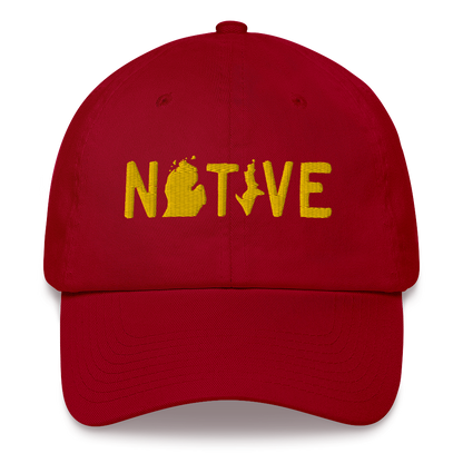 Michigan 'Native' Dad Hat (Licence Plate Font) | Gold Embroidery