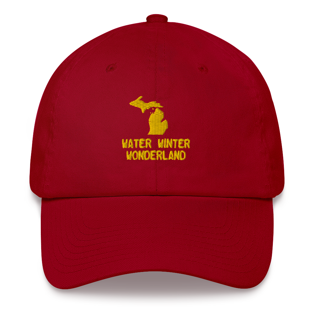 'Water Winter Wonderland' Dad Hat (w/ Michigan Outline) | Gold Embroidery