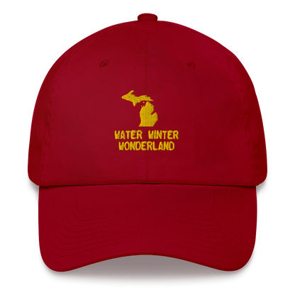 'Water Winter Wonderland' Dad Hat (w/ Michigan Outline) | Gold Embroidery