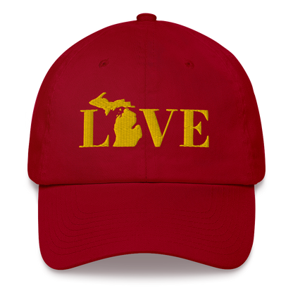 Michigan 'Love' Dad Hat (Didone Font) | Gold Embroidery