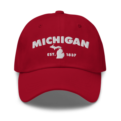 'Michigan EST 1837' Dad Hat (Geometric Sans Font)