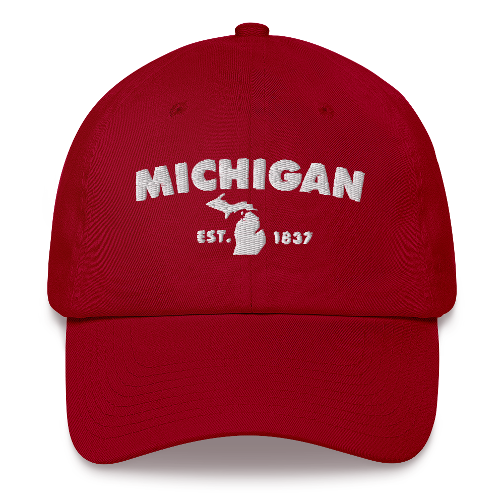 'Michigan EST 1837' Dad Hat (Geometric Sans Font)