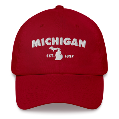 'Michigan EST 1837' Dad Hat (Geometric Sans Font)