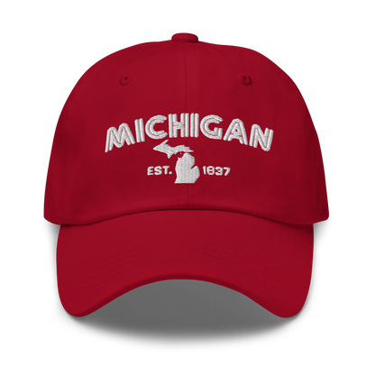 'Michigan EST 1837' Dad Hat (Metalpress Font)