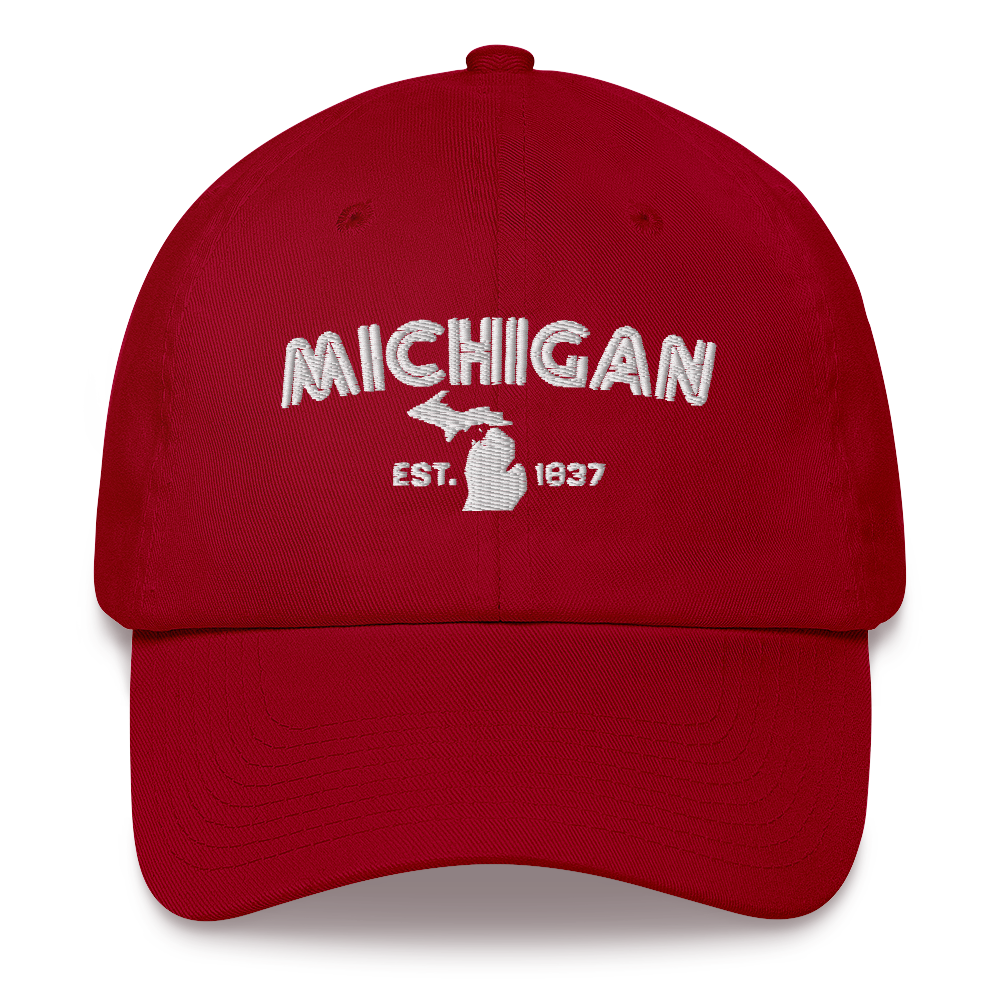 'Michigan EST 1837' Dad Hat (Metalpress Font)