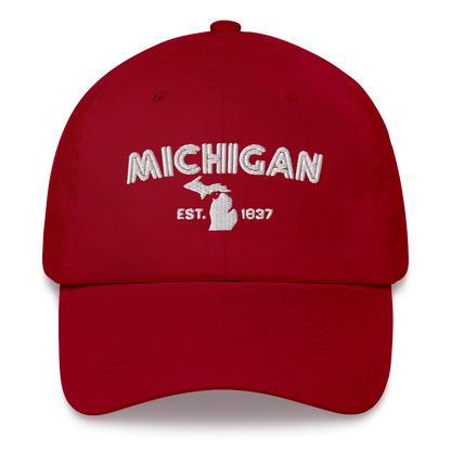 'Michigan EST 1837' Dad Hat (Metalpress Font)