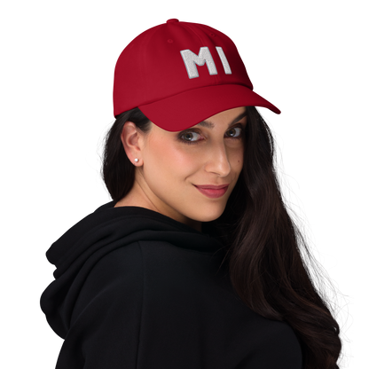 Michigan 'MI' Dad Hat (1940s Baseball Font)