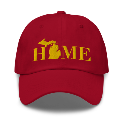 Michigan 'Home' Dad Hat (Geometric Sans Font) | Gold Embroidery