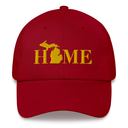 Michigan 'Home' Dad Hat (Geometric Sans Font) | Gold Embroidery