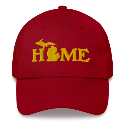 Michigan 'Home' Dad Hat (Woodcut Font) | Gold Embroidery