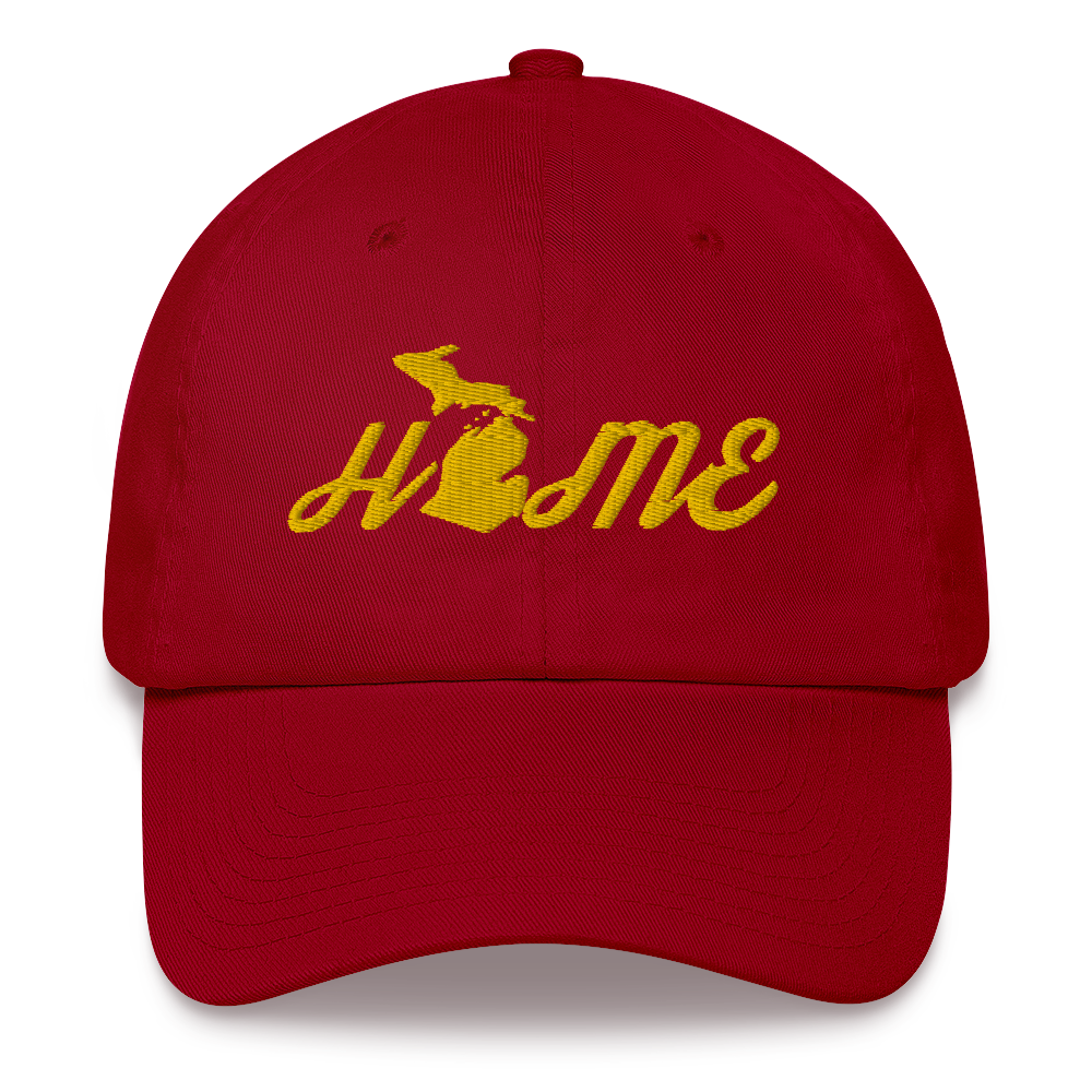 Michigan 'Home' Dad Hat (Script Font) | Gold Embroidery